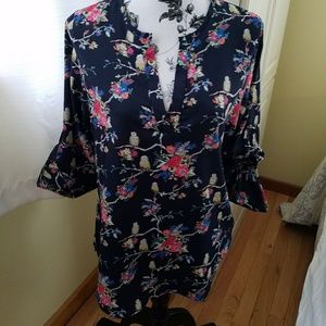 Navy Print Tunic Top